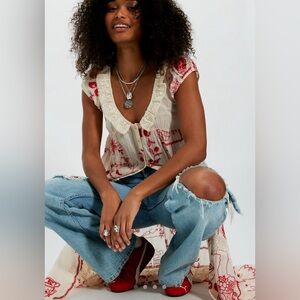 Free People Annie Embroidered Maxi Tunic XS